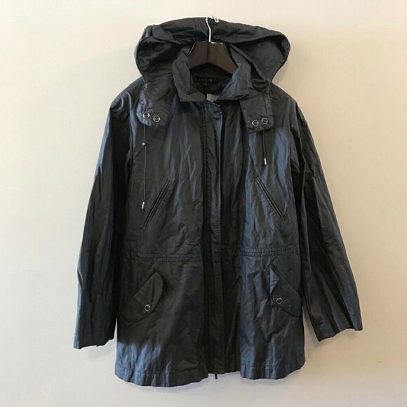 Lafayette 148 New York Hooded Jacket Coat Black Medium - Picture 1 of 8